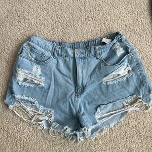 (2) Light Wash Blue Jean Shorts